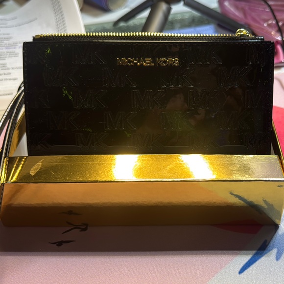 Michael Kors Black and Gold Clutch with Metallic Accents - Picture 1 of 8
